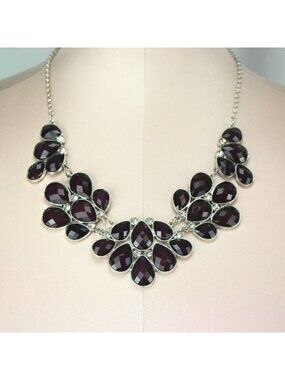 Sonoma Necklace 19.5"-21" Purple Silver-tone Rhinestones